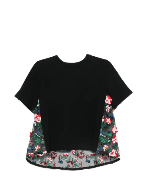 sacai floral-embroidered T-shirt