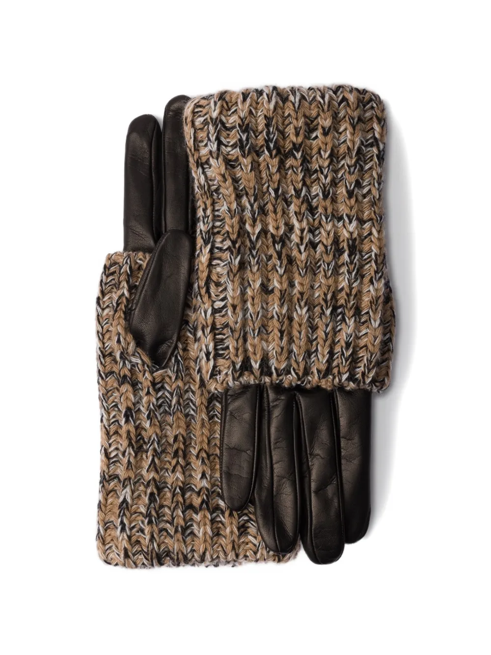 Prada Nappa Leather And Mélange Knit Gloves In Multi