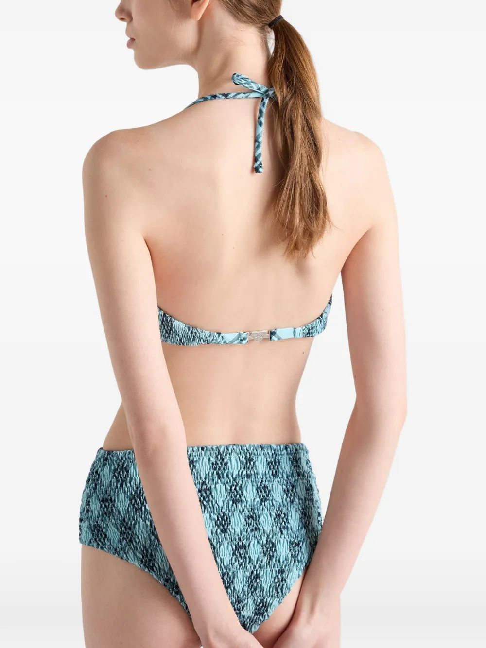 Prada Geruite jersey bikinitop Blauw