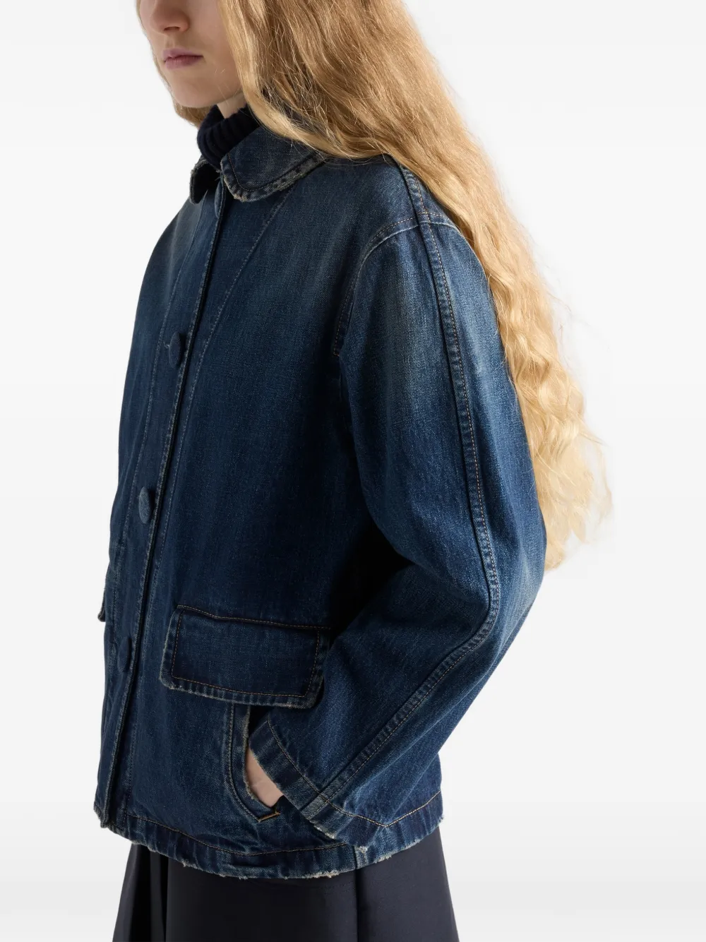 Prada Denim blouson jack met wassing Blauw
