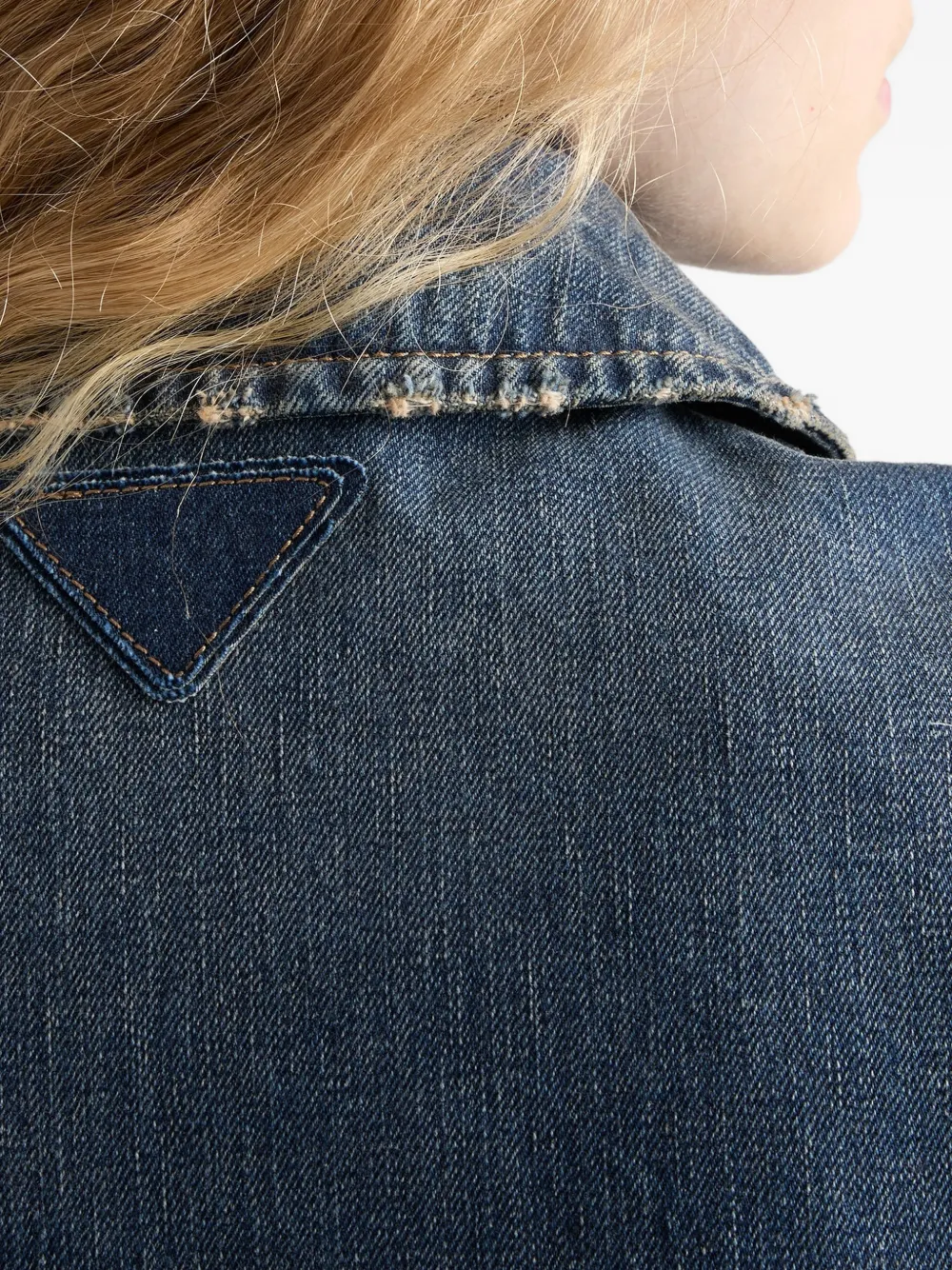 Prada Denim blouson jack met wassing Blauw