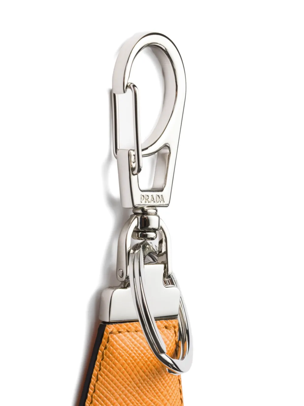  Prada Saffiano Leather Keychain - Orange 