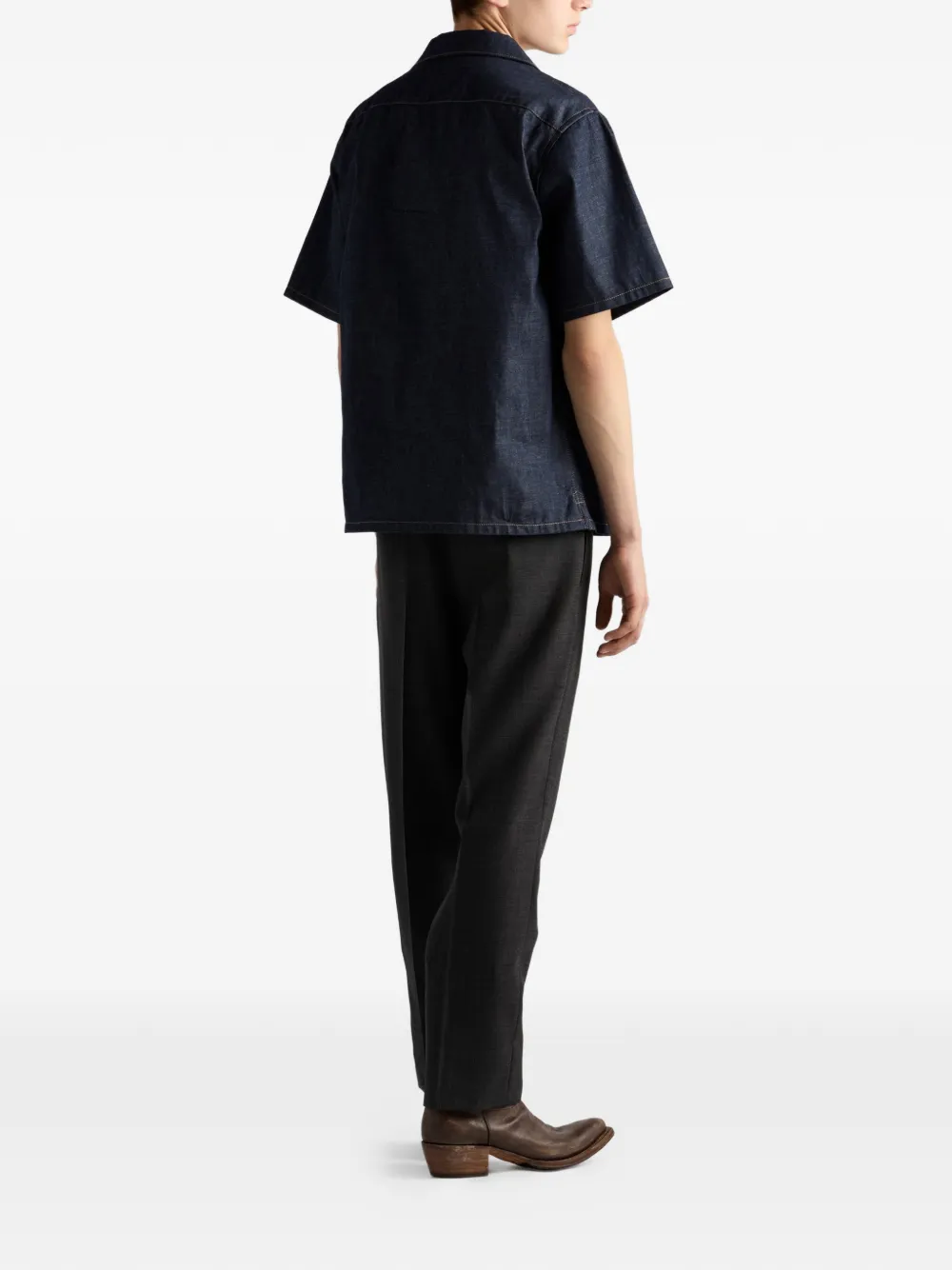  Prada Denim Bowling Shirt - Blue 