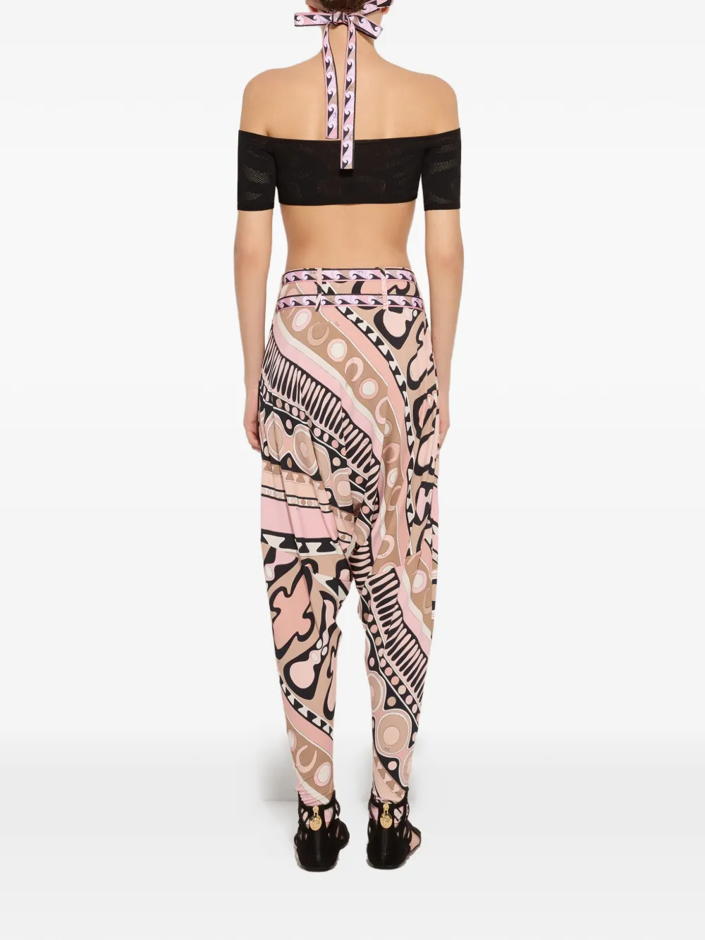 PUCCI Broek met print en ceintuur Roze