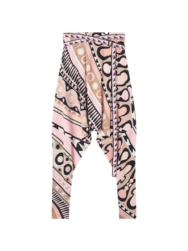 Pucci Flowing Pants with Printed Belt in Pink