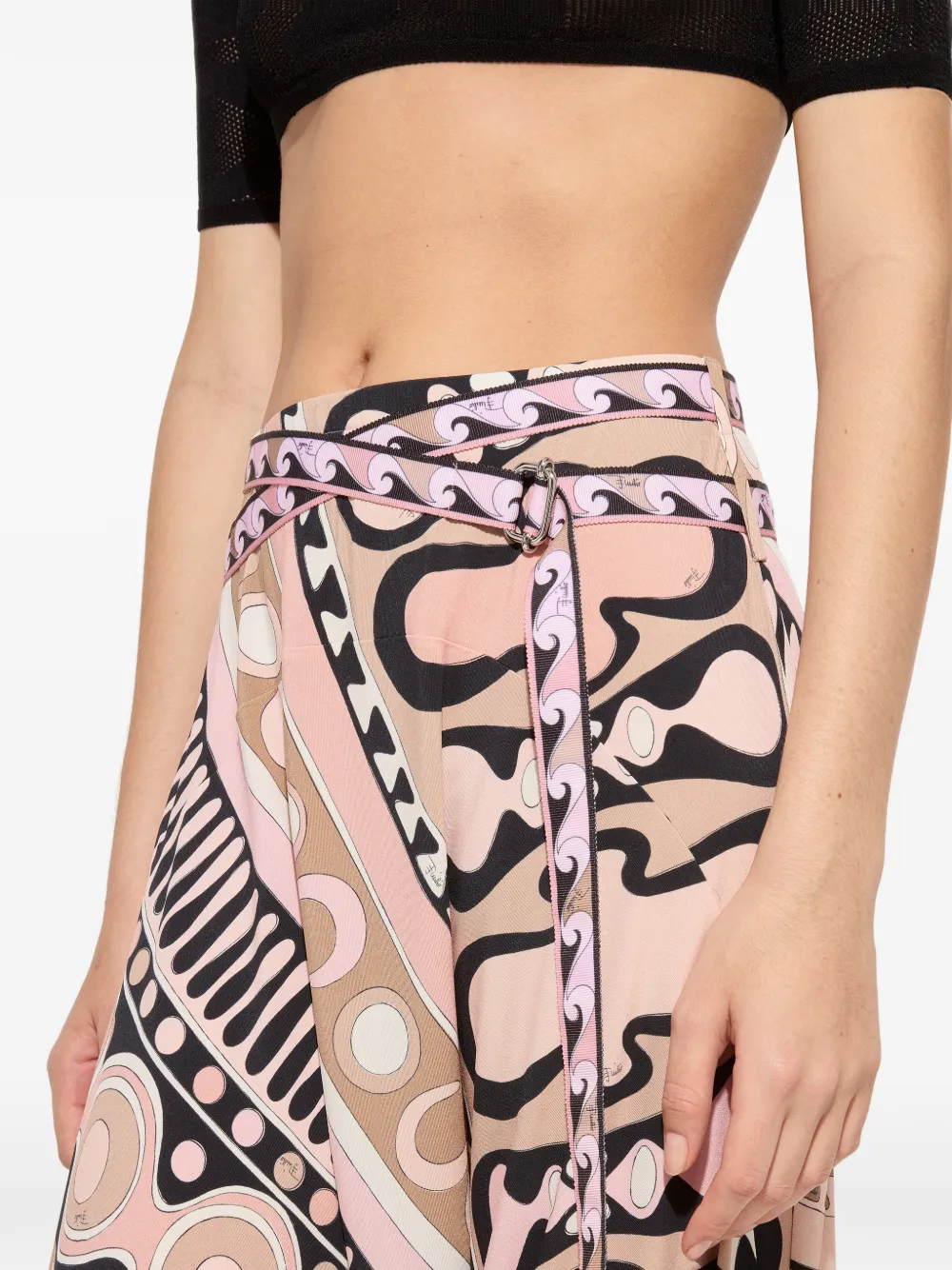 PUCCI Broek met print en ceintuur Roze