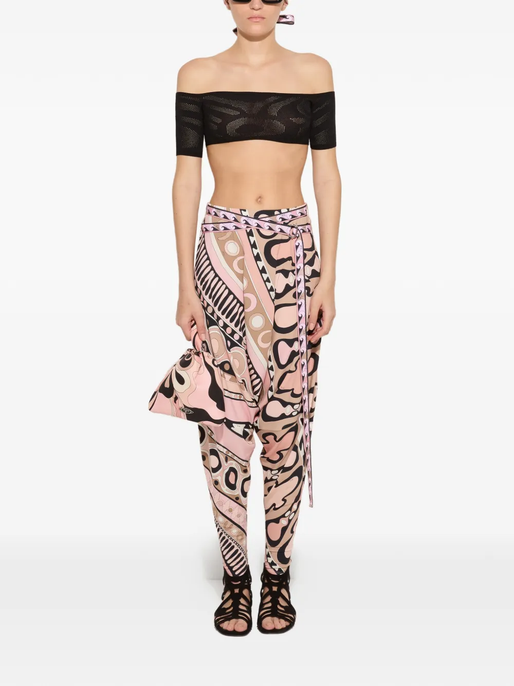 PUCCI Broek met print en ceintuur Roze