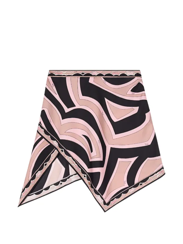 Pucci Labirinto Print Silk Scarf Skirt in Black