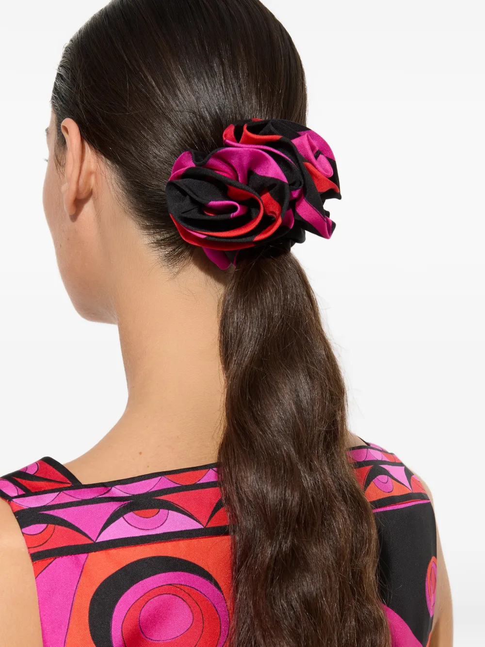 PUCCI Zijden haarelastiek met roosdetail Roze