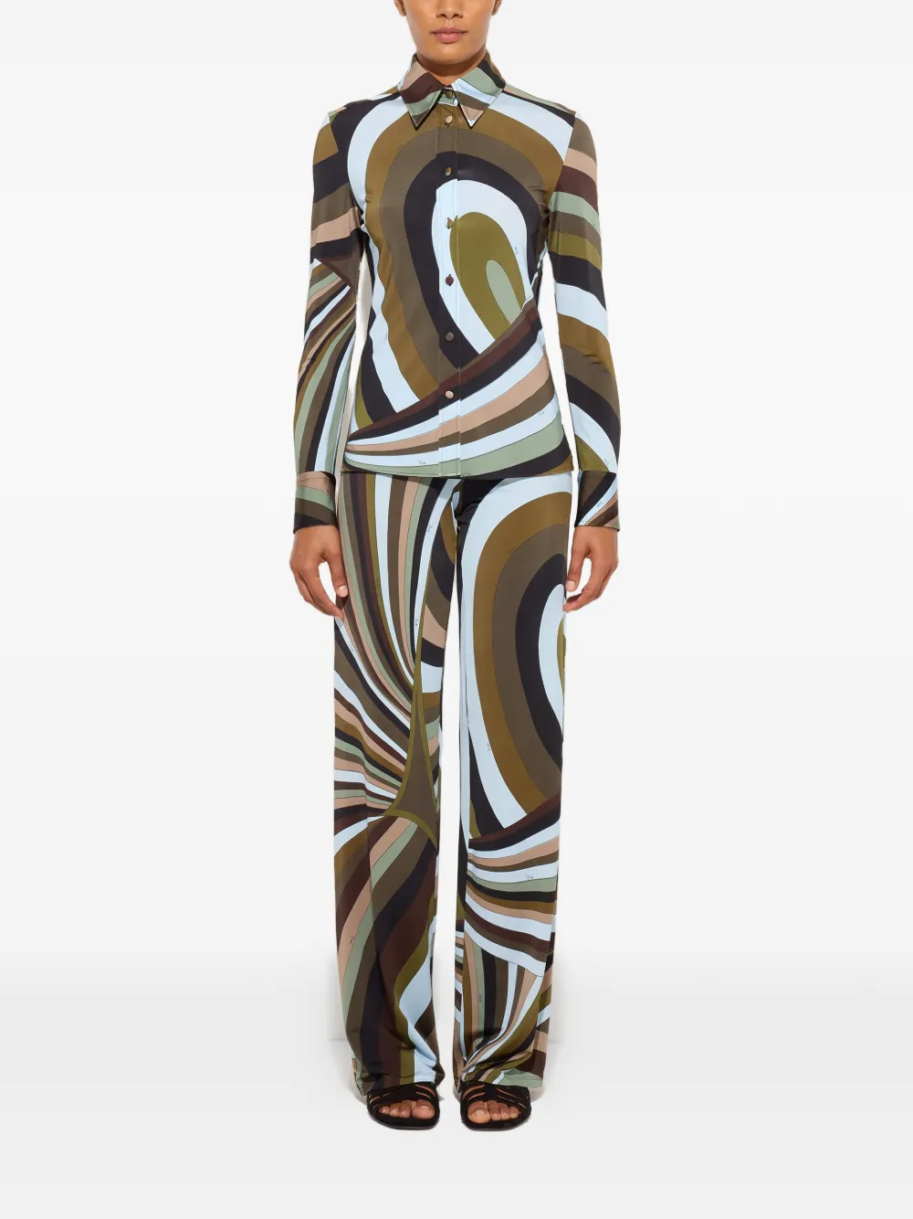  Pucci Iride-print Trousers - Brown 
