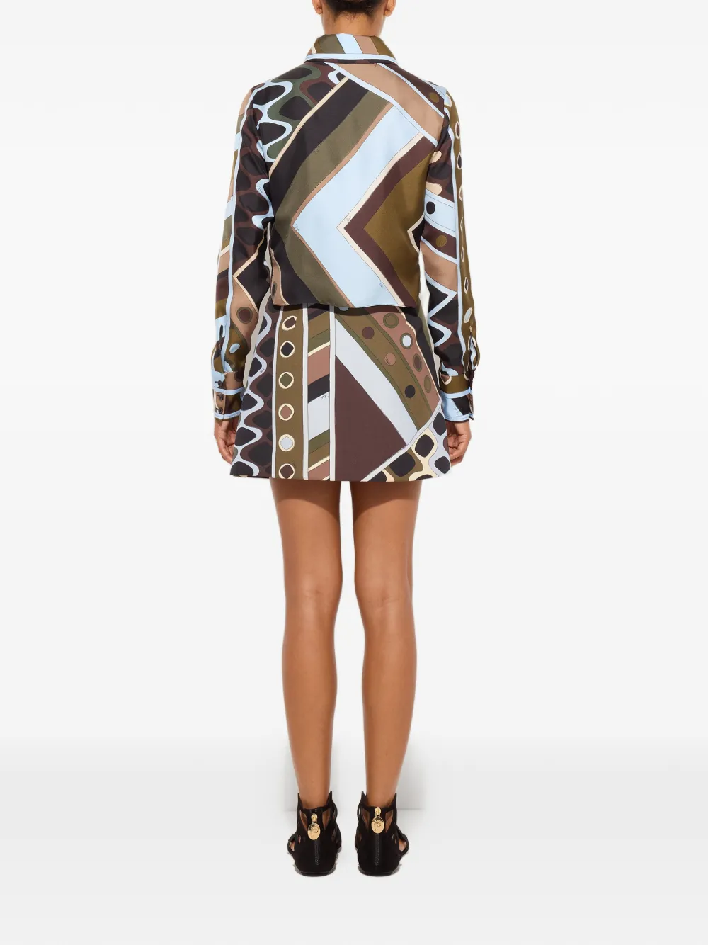 PUCCI Zijden cropped blouse met Vivara-print Bruin