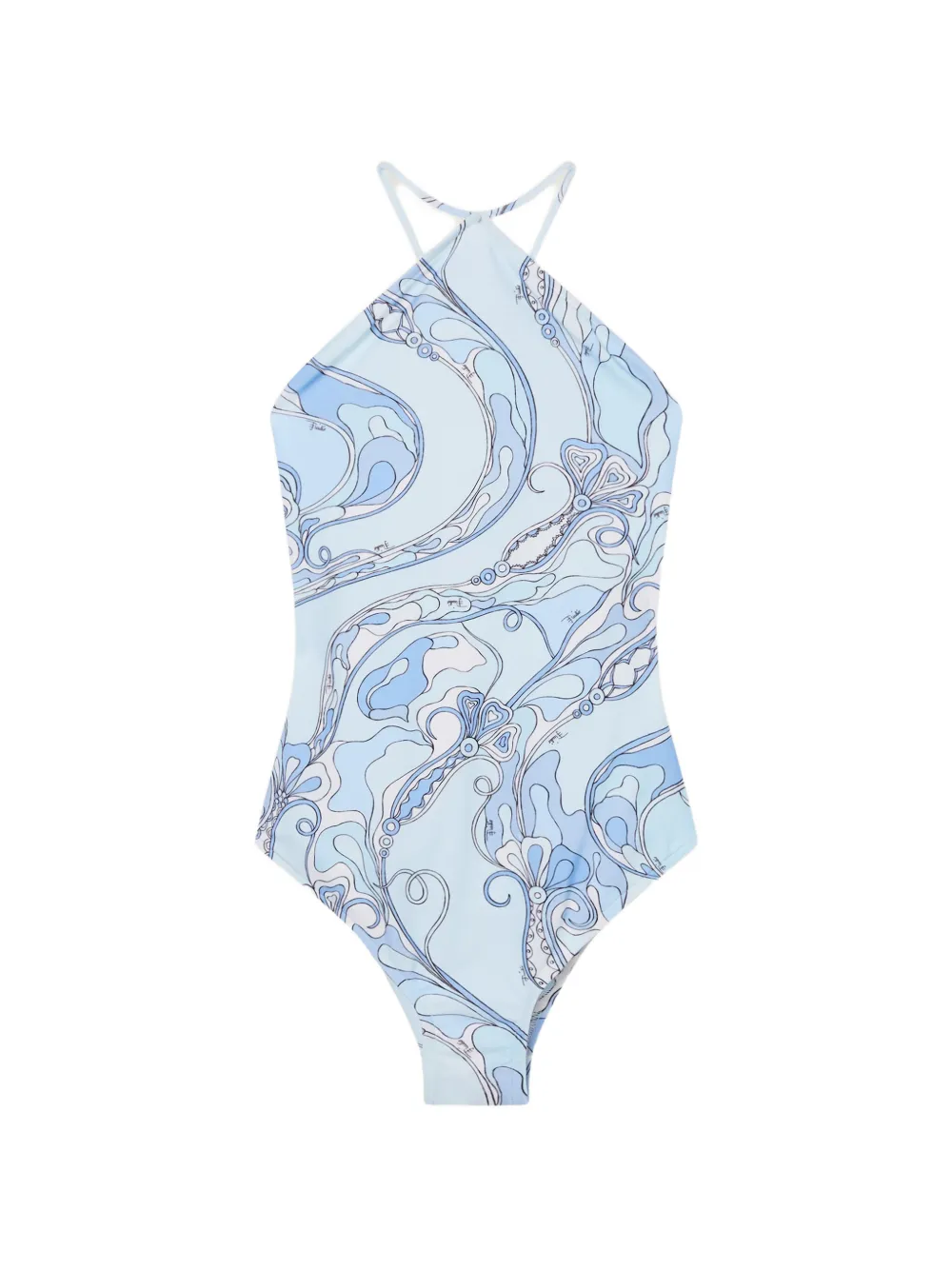 PUCCI Orchidee-print cross-strap swimsuit - Blu