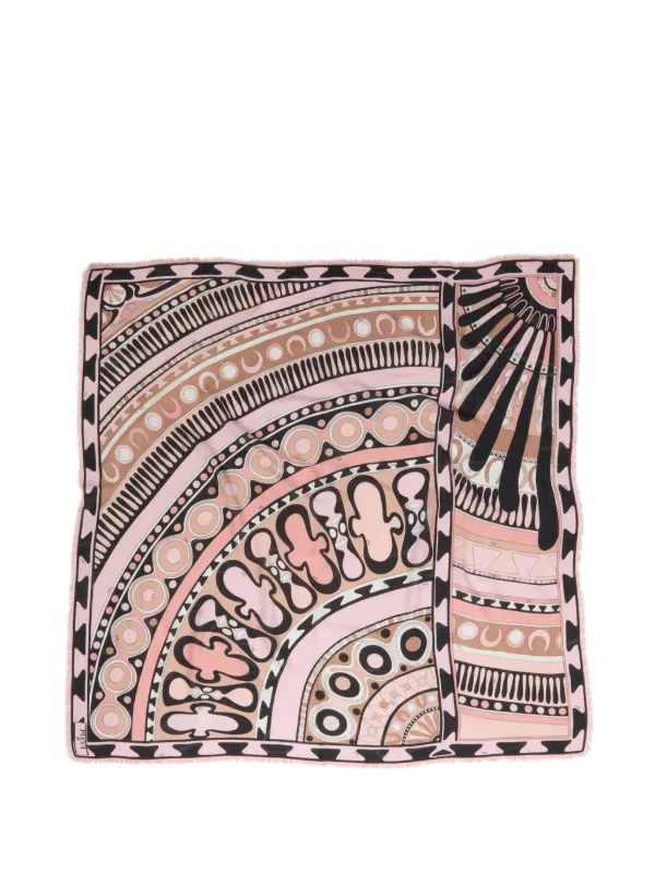 EMILIO PUCCI シルク プリント フリンジ 半袖ブラウス トップス