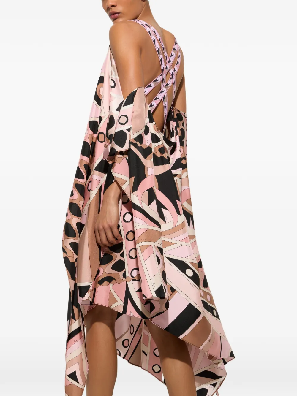 PUCCI Zijden jurk met Vivara-print Roze
