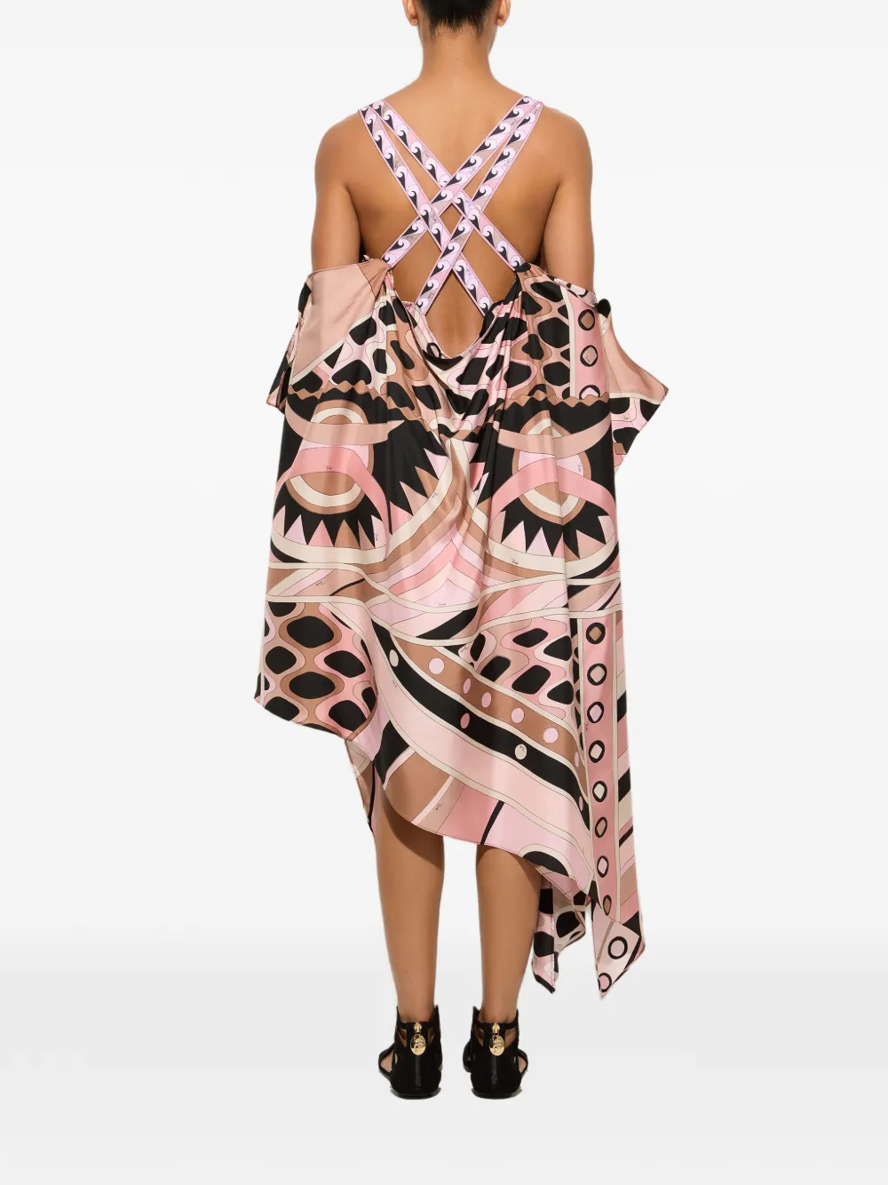 PUCCI Zijden jurk met Vivara-print Roze