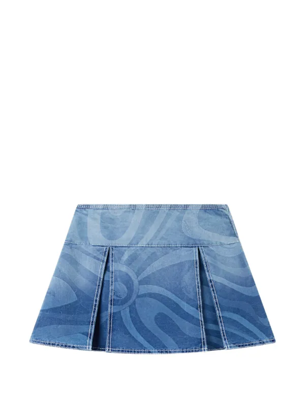 Pucci Marmo Print Denim Skirt in Blue