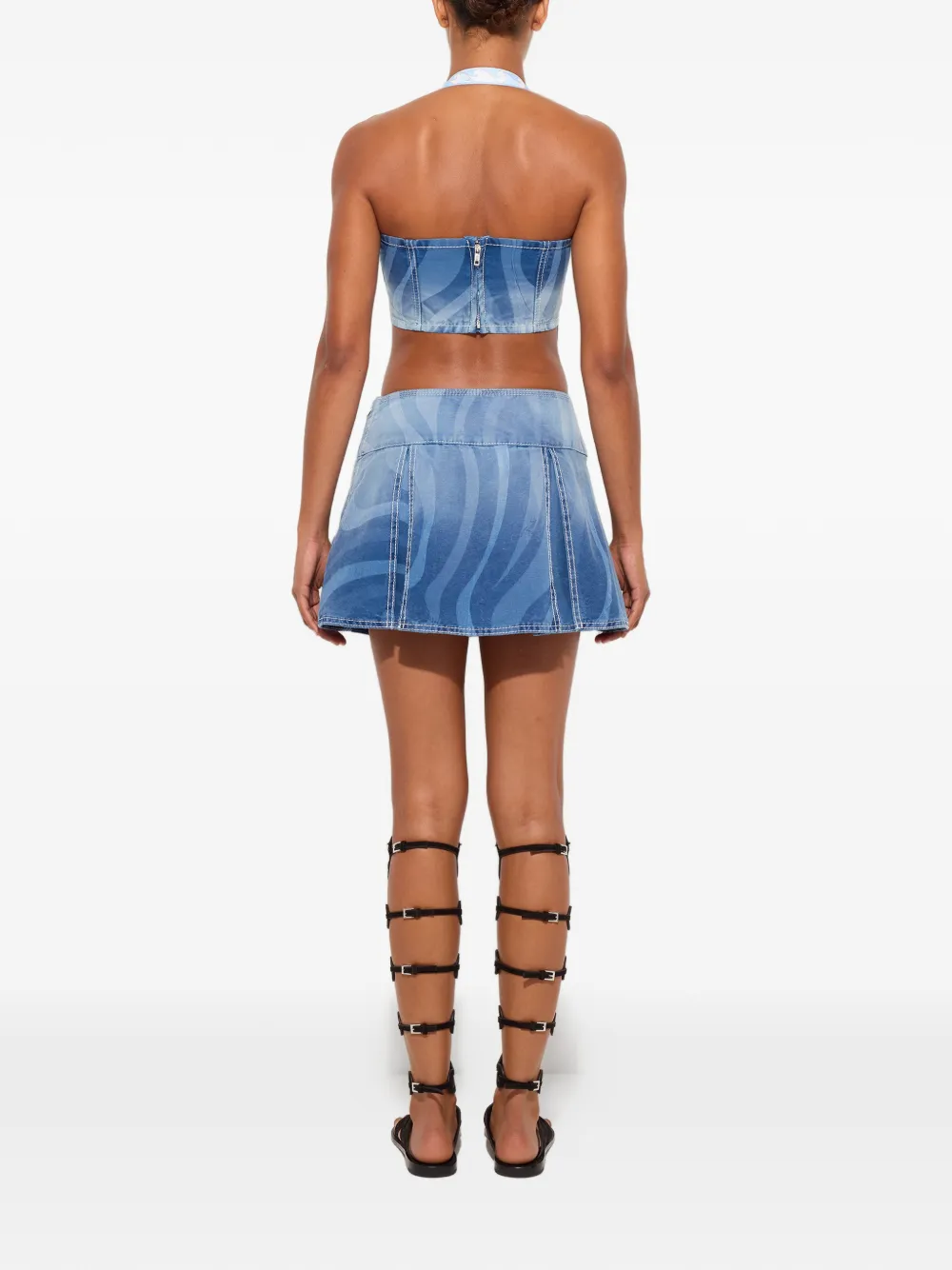  Pucci Falda Vaquera Con Estampado Marmo - Azul 