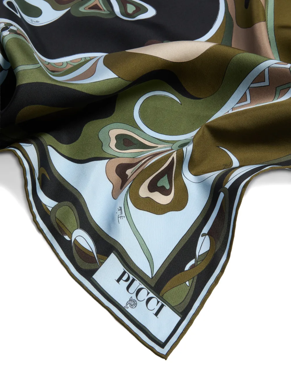  Pucci Orchidee-print Silk Carre - Green 