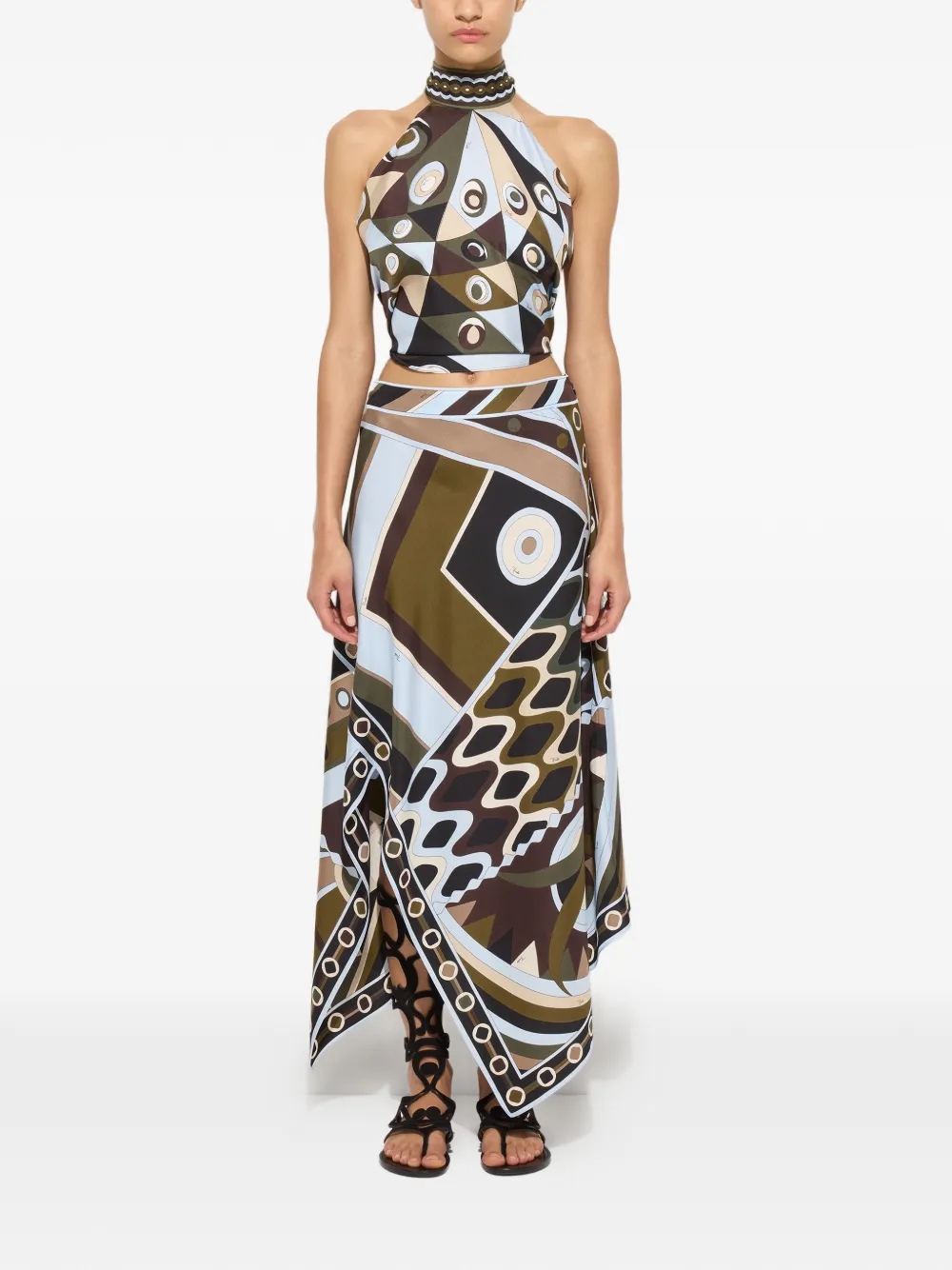  Pucci Occhi-print Halter Top - Brown 