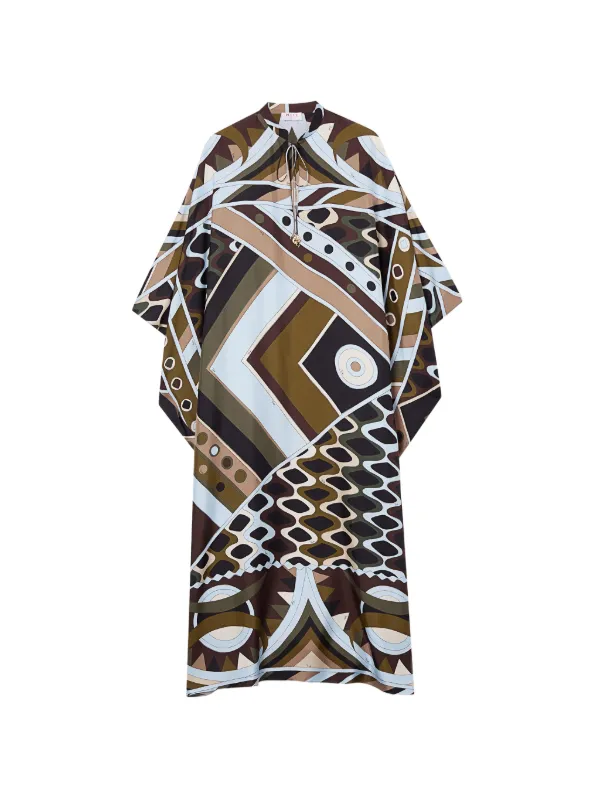 Pucci Vivara-print Silk Kaftan in Brown