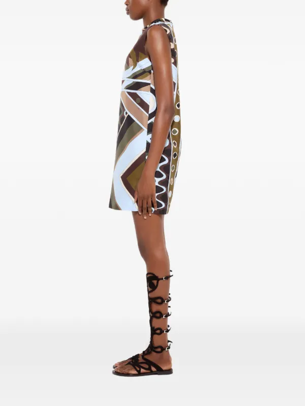 pucci brown dress PUCCI Vivara-print Silk Dress | Brown