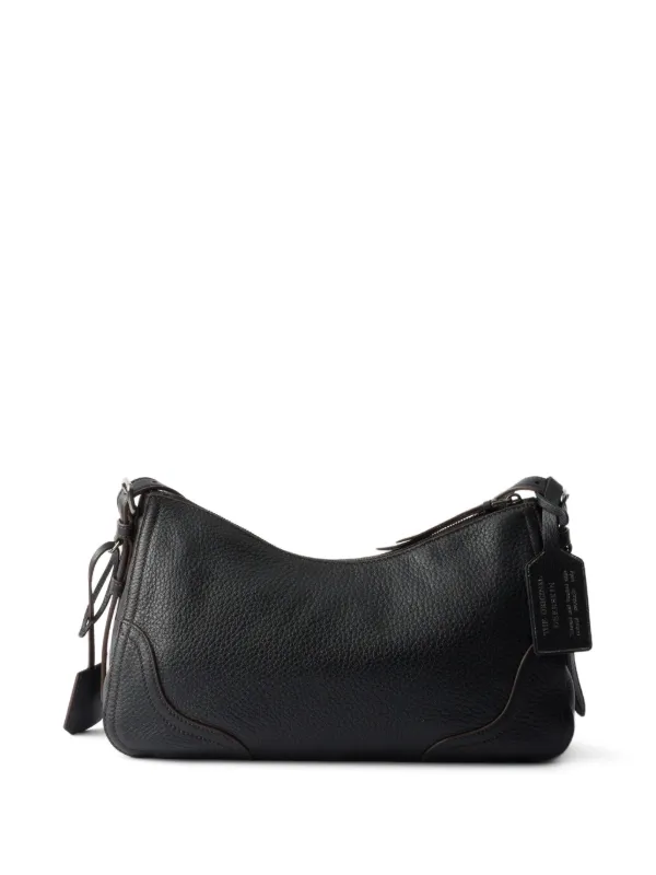 Prada Aimèe Large Leather Shoulder Bag | Black | FARFETCH