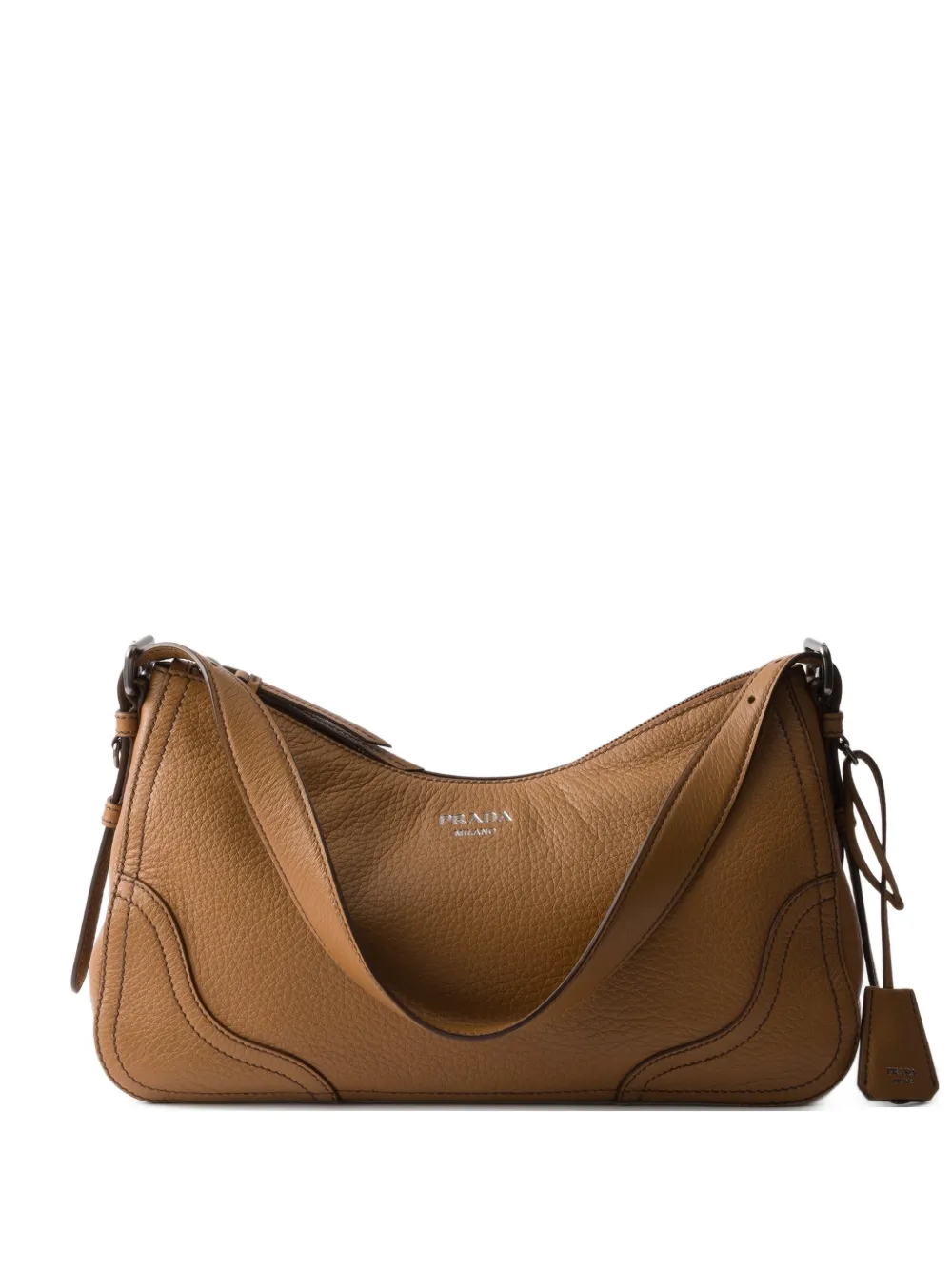 Prada Aimèe large leather shoulder bag - Marrone