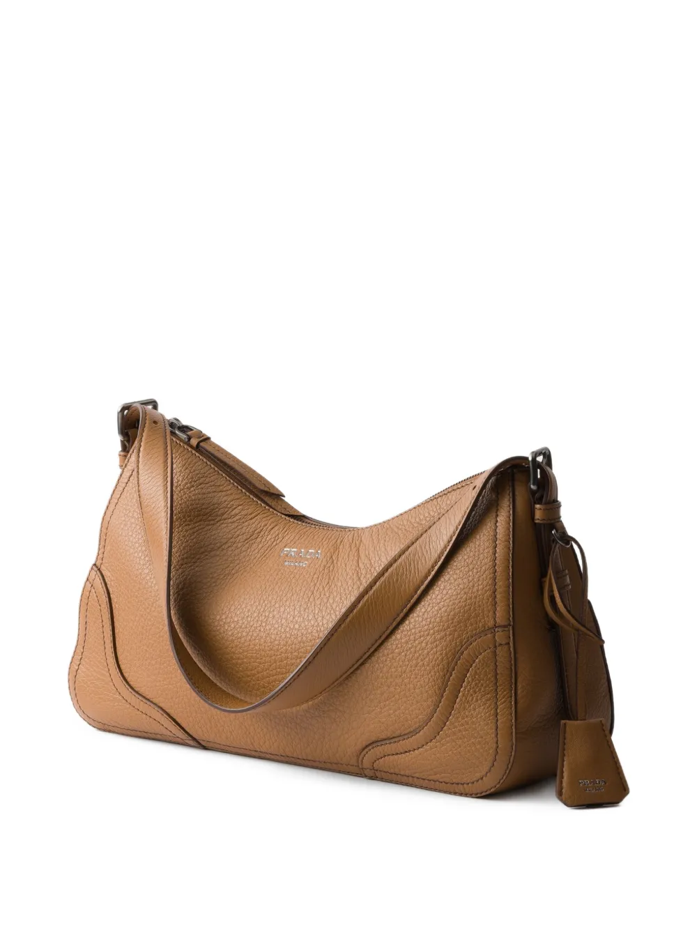 Prada Aimère grote leren schoudertas Bruin