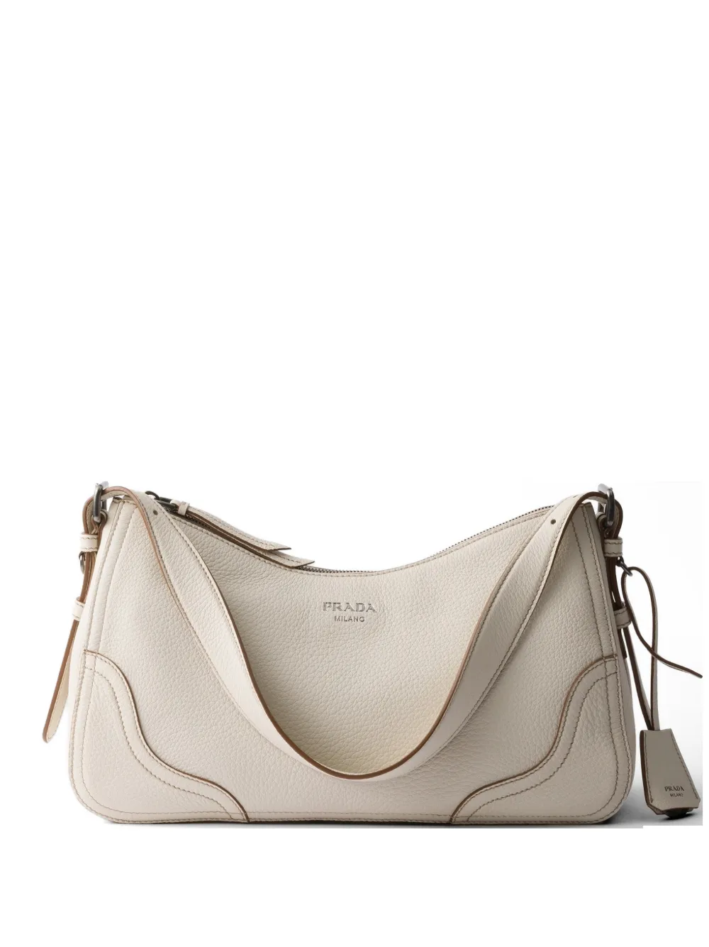 Prada Aimèe large leather shoulder bag - Toni neutri