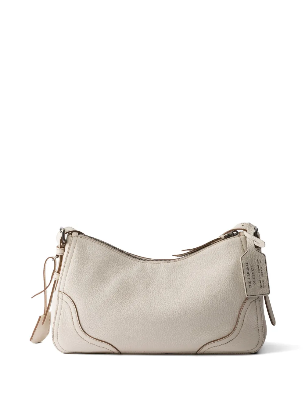 Prada Aimère grote leren schoudertas Beige