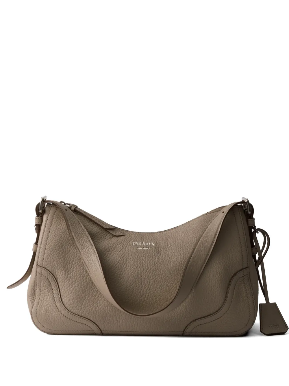 Prada Aimèe large leather shoulder bag - Grigio