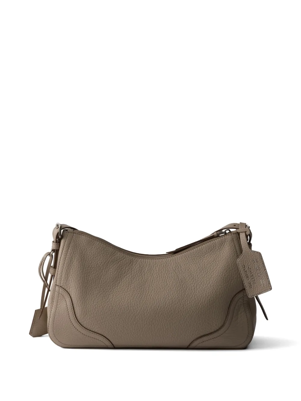  Prada Aimèe Large Leather Shoulder Bag - Grey 