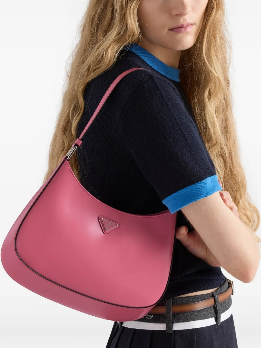 Prada Cleo leren schoudertas Roze
