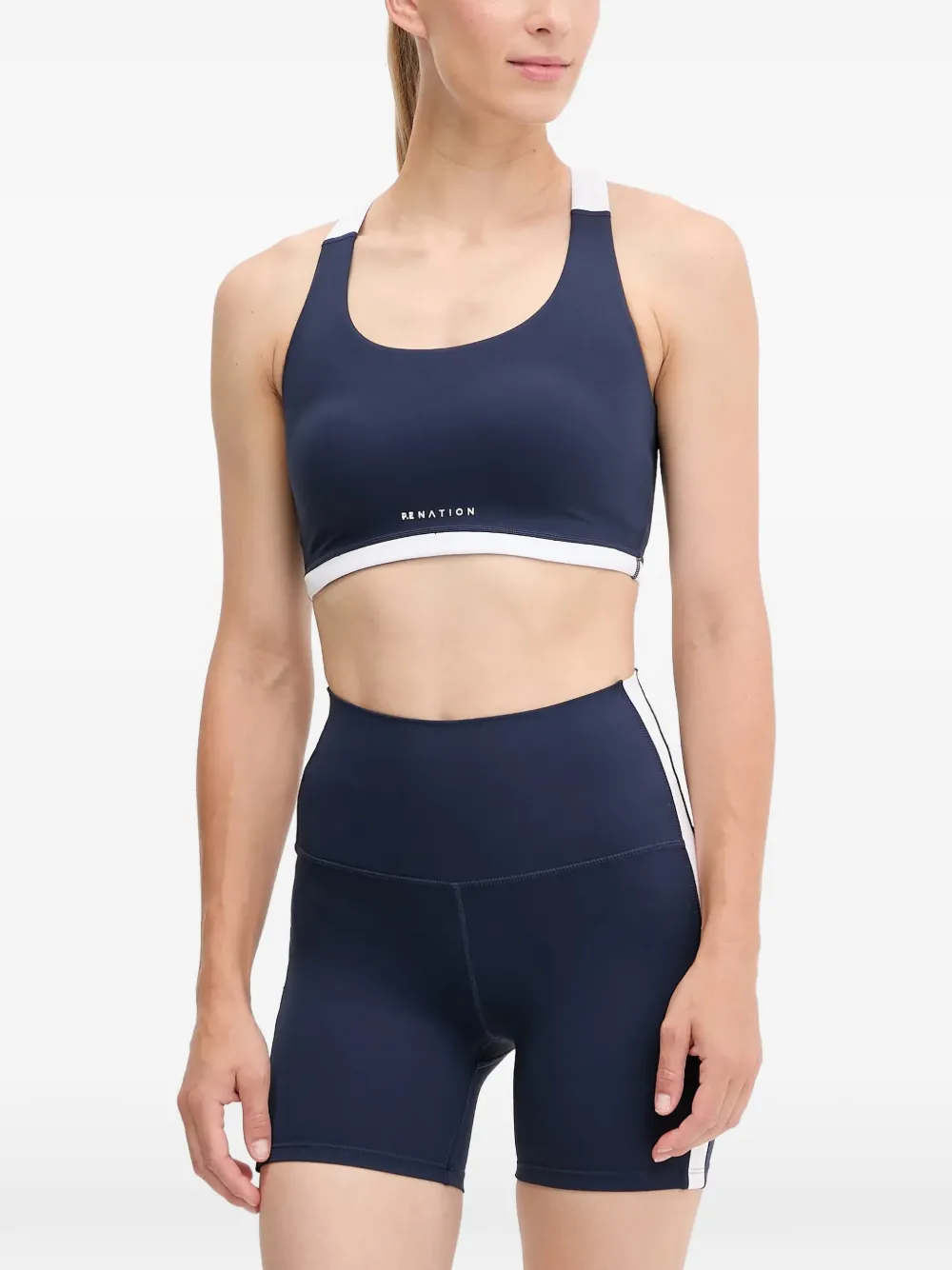 P.E Nation logo-print racerback sports bra - Blu