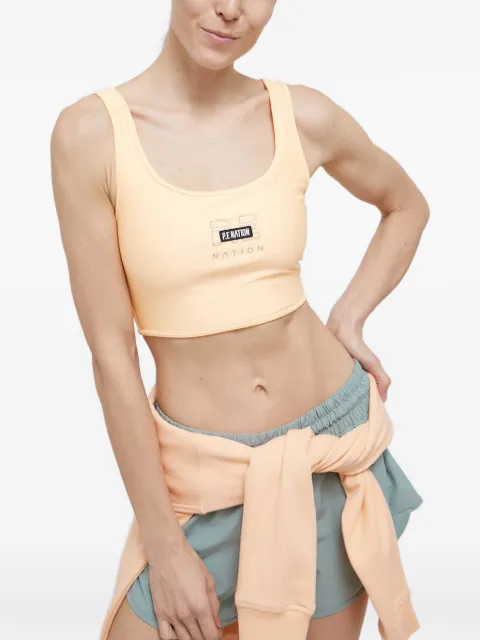 P.E Nation logo-patch sports bra
