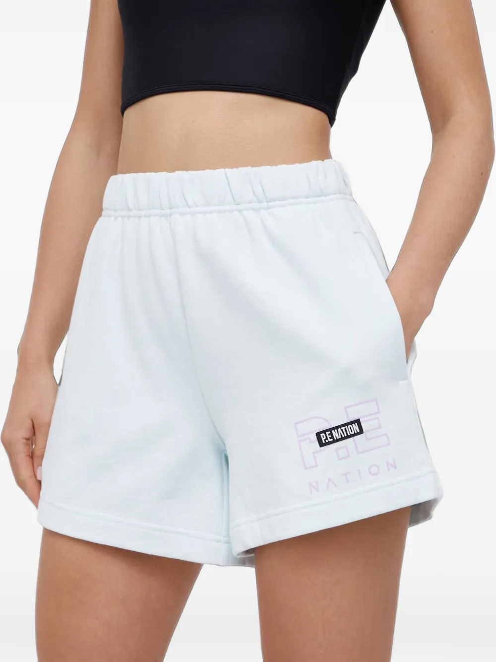 P.E Nation Shorts met logopatch Blauw