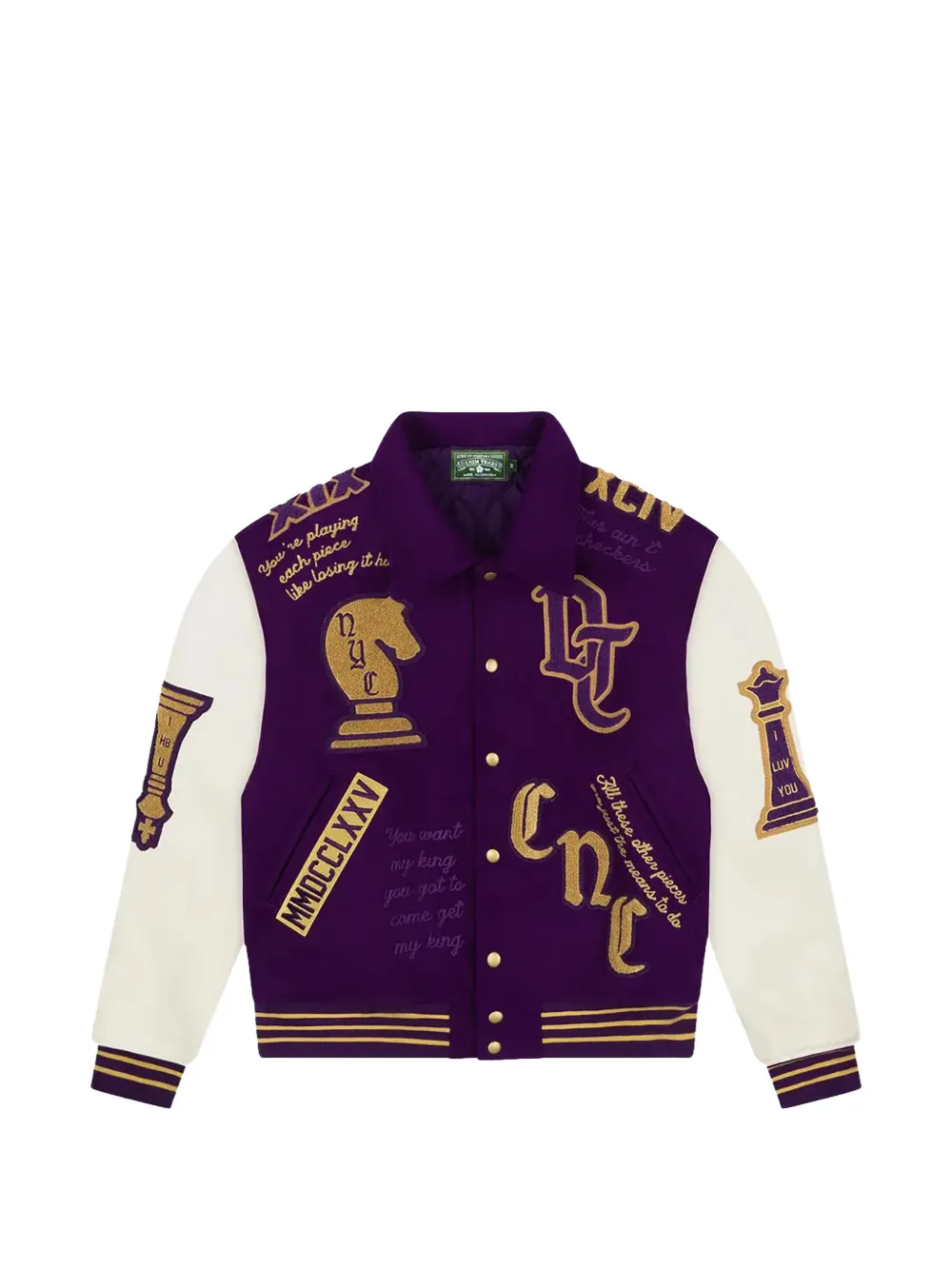 Denim Tears Grandmaster embroidered varsity jacket - Viola