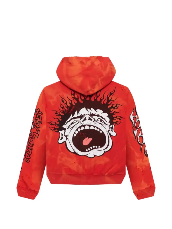 HELLSTAR Distressed graphic-print Hoodie | Red | FARFETCH