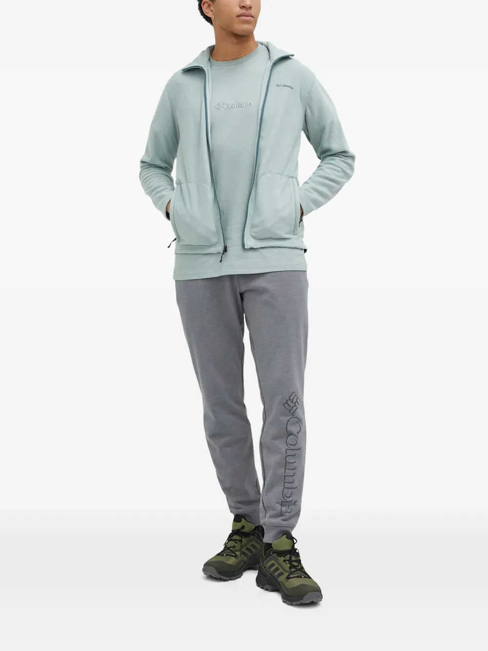 Columbia logo-print track pants Grijs
