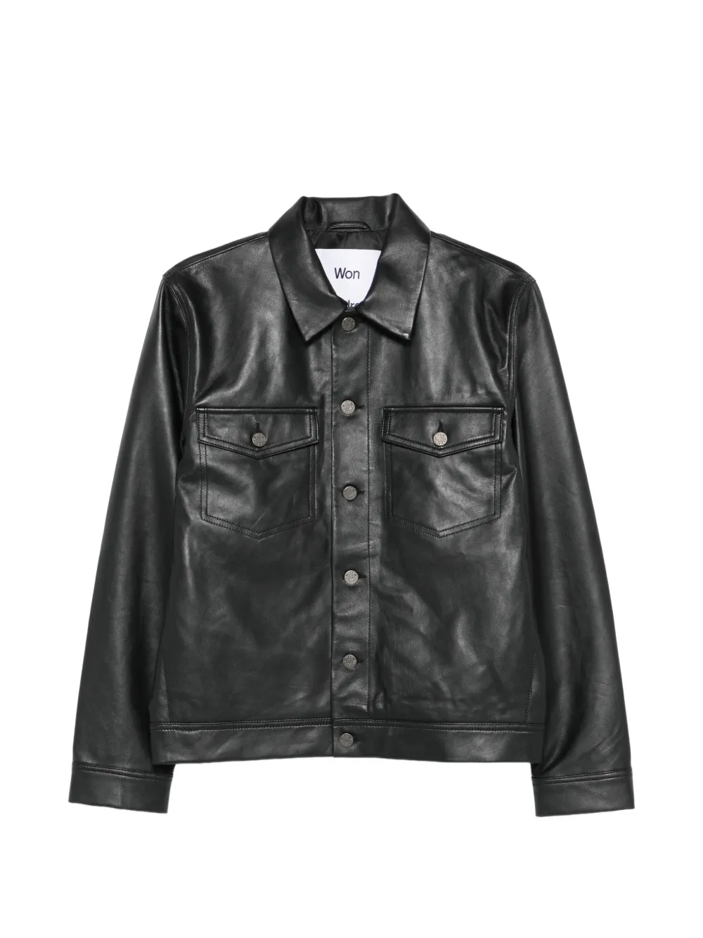 Won Hundred Clayton pocket leather shirt jacket - Nero