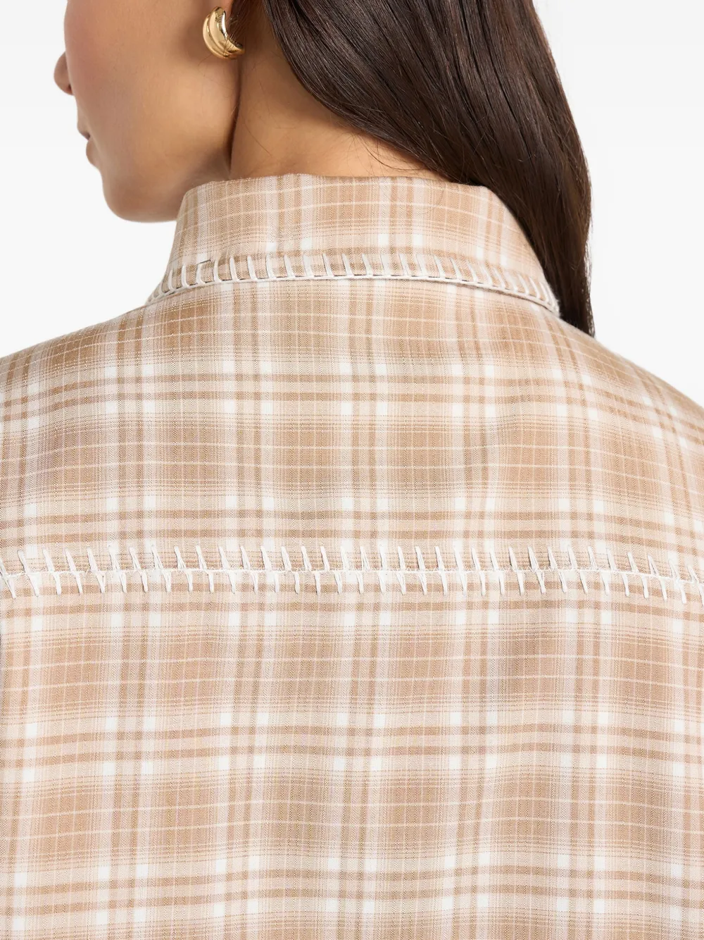 Manière De Voir Blake geruit shirt Beige