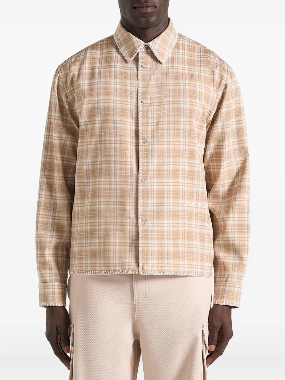 Manière De Voir Blake checked whipstitch shirt - Toni neutri