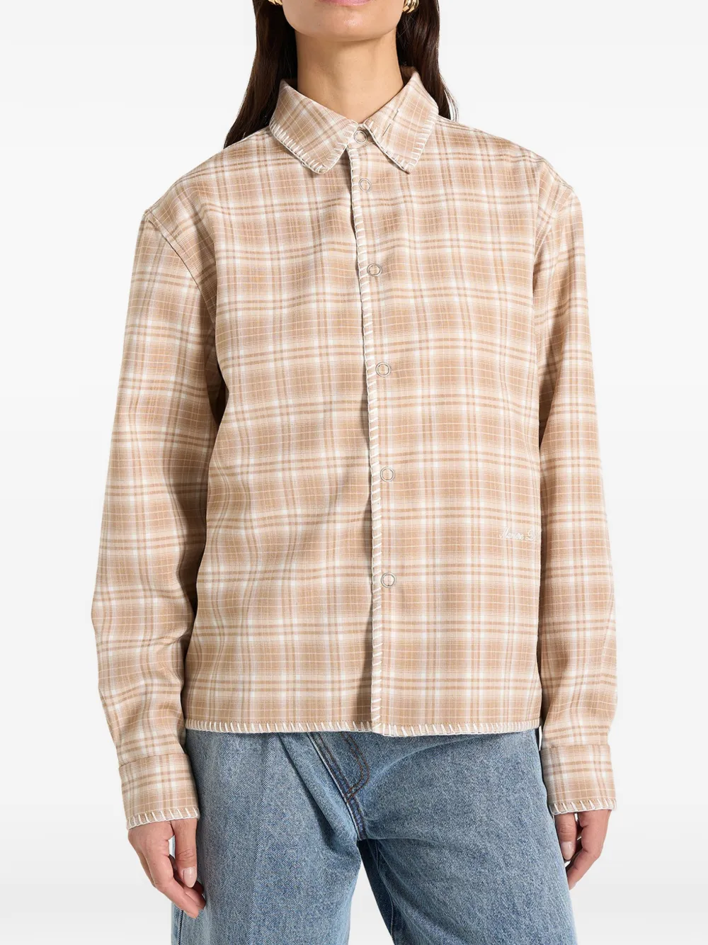 Manière De Voir Blake geruit shirt Beige