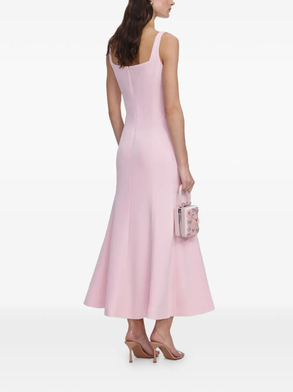 Self-Portrait Midi-jurk met V-split en vlakken Roze