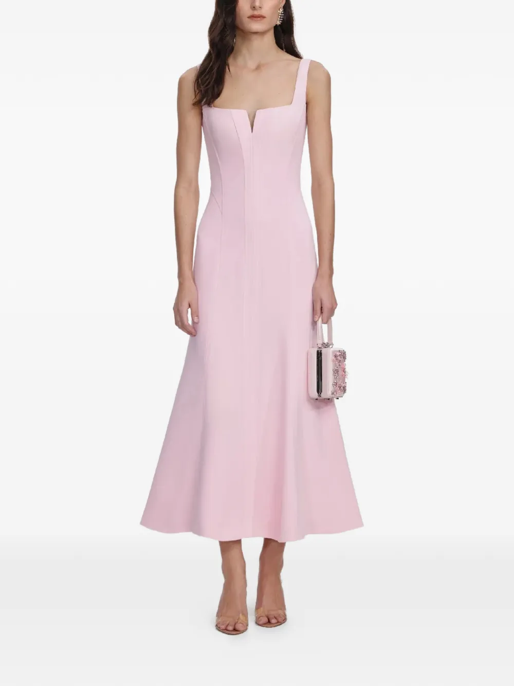 Self-Portrait square-neck midi dress - Rosa