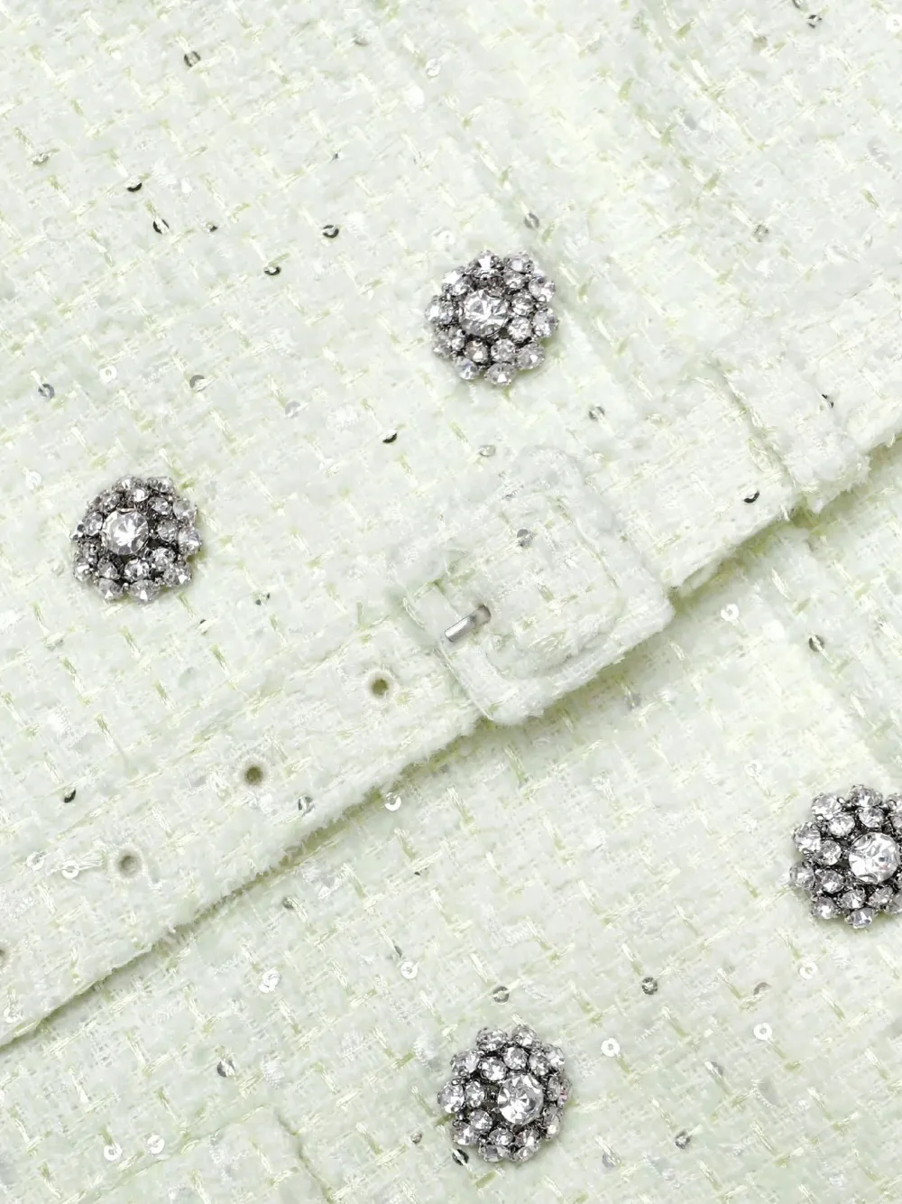 Button Belted Boucle Midi Dress