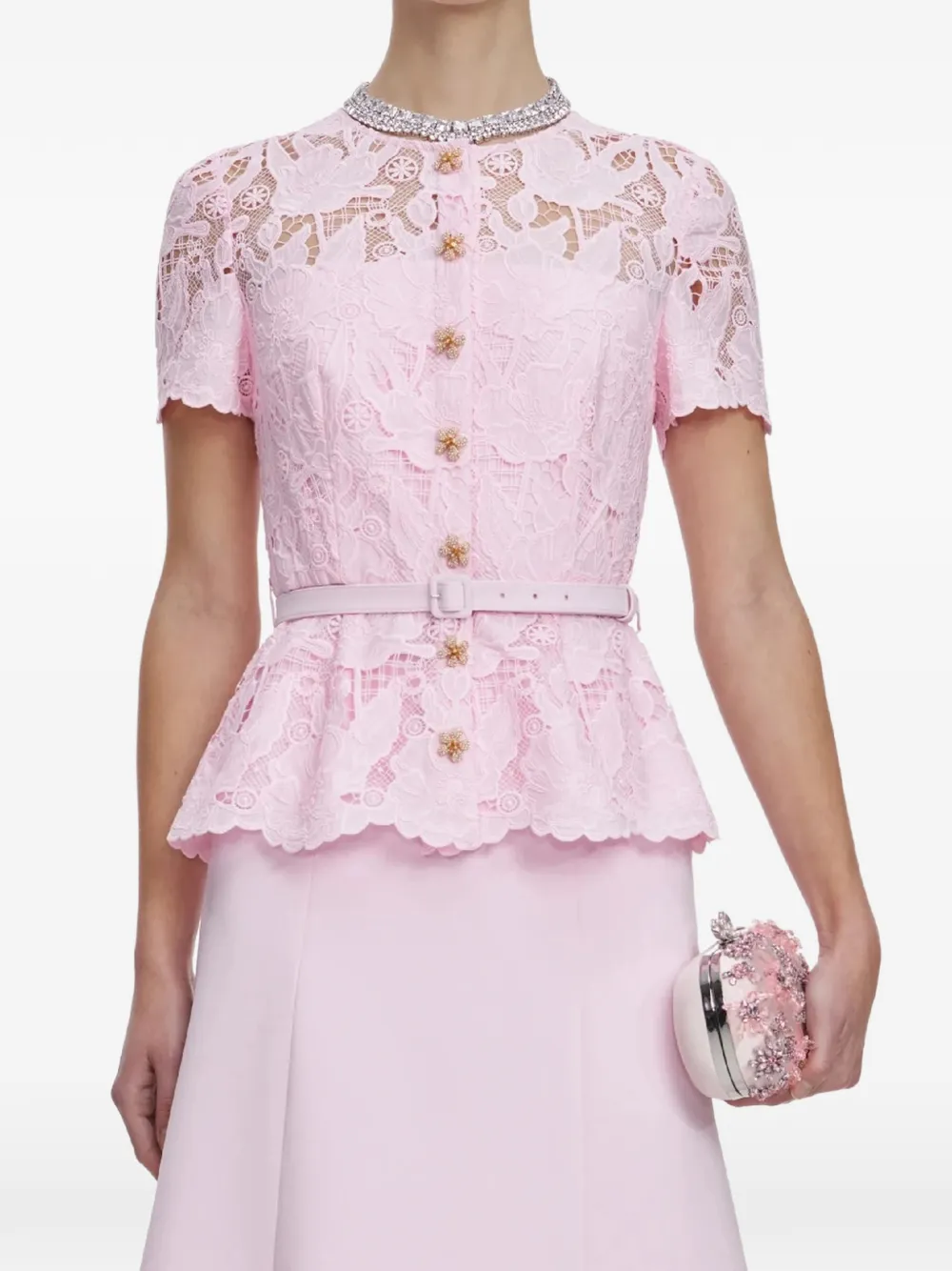Self-Portrait lace jewelled midi dress - Rosa