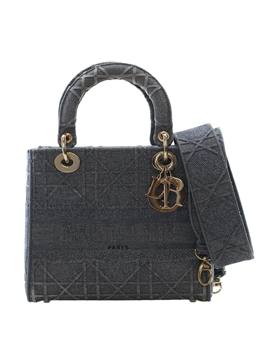 Christian Dior Pre-Owned 2021 Medium Canvas Cannage Lady D Lite satchel - Grigio