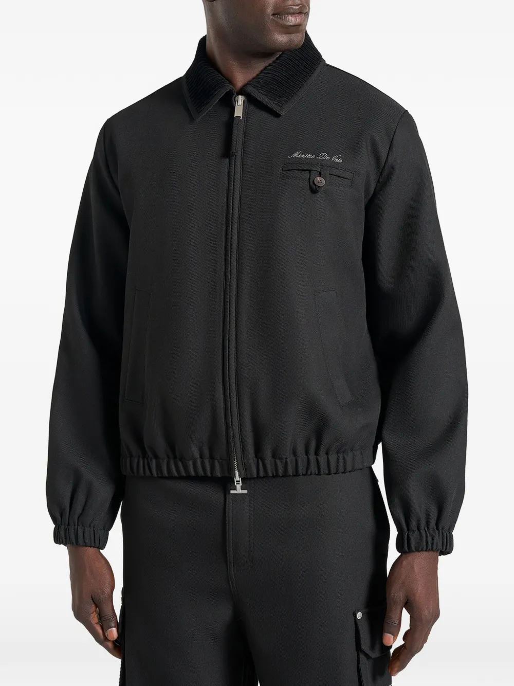 Manière De Voir Kilian ribbed-collar signature jacket - Nero