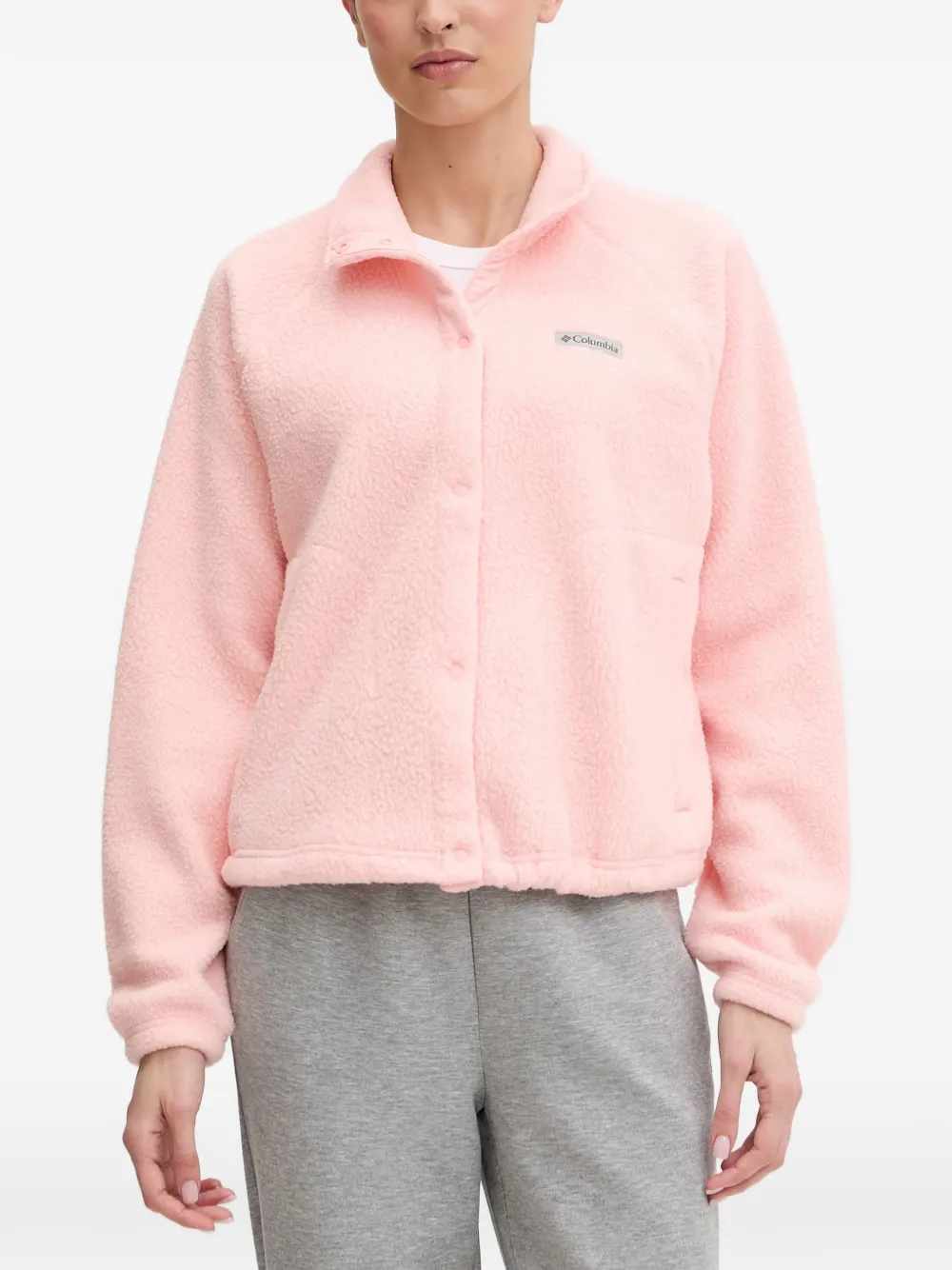 Columbia Button Fleece Jacket In Pink